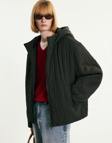 Light Padded Hoodie Jacket (Dark Khaki)