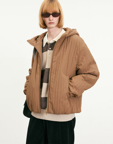 Light Padded Hoodie Jacket (Orange Brown)