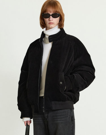 European-goose Corduroy Herrington down Jumper (Black)