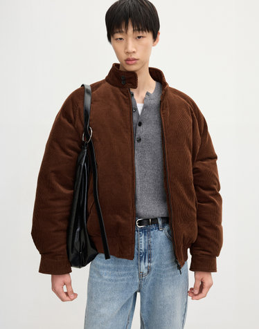 European-goose Corduroy Herrington down Jumper (Brown)