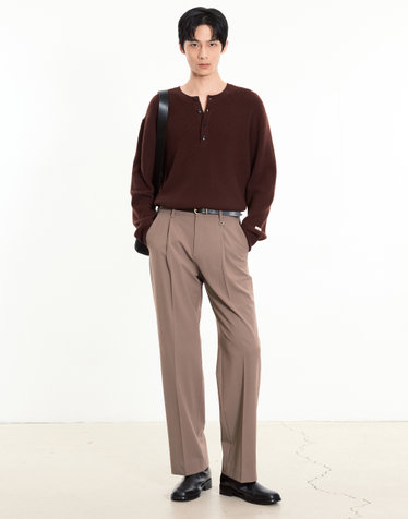 Essential Semi-wide fit Slacks (Dusty Beige)