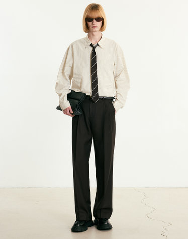 Virgin-wool Herringbone Wide fit Pants (Vintage Brown)