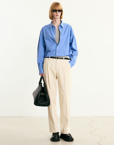 Corduroy Semi-wide fit Pants (Cream)