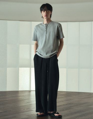 Yoyogi Pleats Wide Pants (Black)