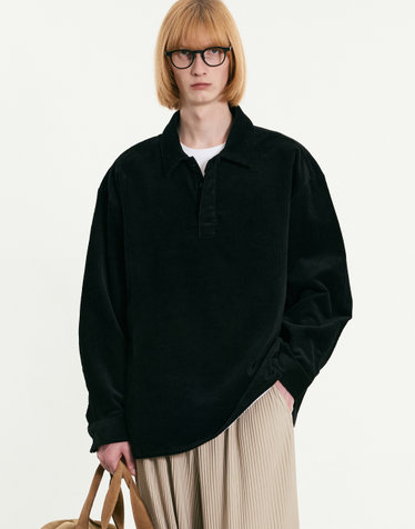 Corduroy Pull-over Shirt (Black)