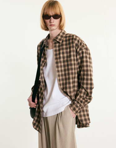 Oversized Check Shirt (Brown)