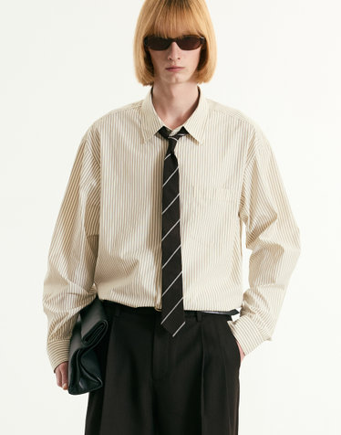 Comfort Stripe Shirt (Light Beige)