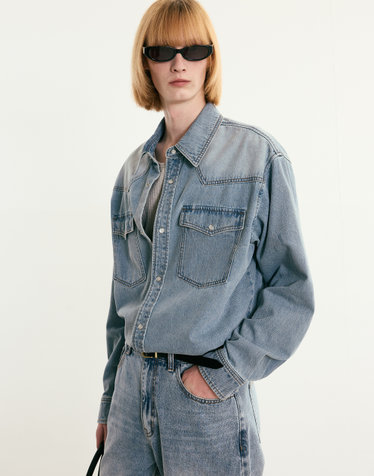 Western Denim Shirt (Washed Blue)