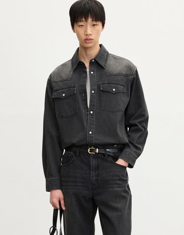 Western Denim Shirt (Washed Grey)
