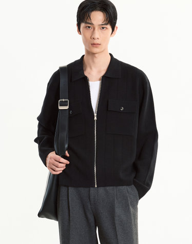 Milano Zip-up Cardigan (Black)