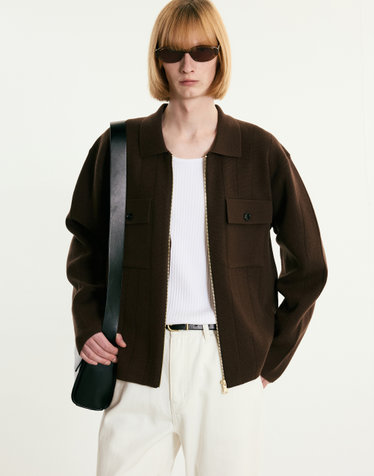 Milano Zip-up Cardigan (Red Brown)