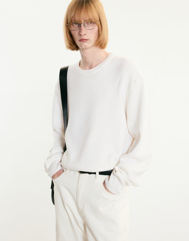 Cashmere Blended Round-neck Sweater (Cream)