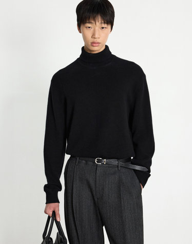 Cashmere Blended Turtle-neck Knit Top (Black)