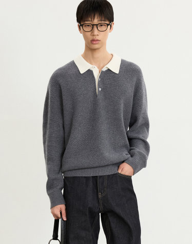 Rugby Oversized Polo Knit (Grey)