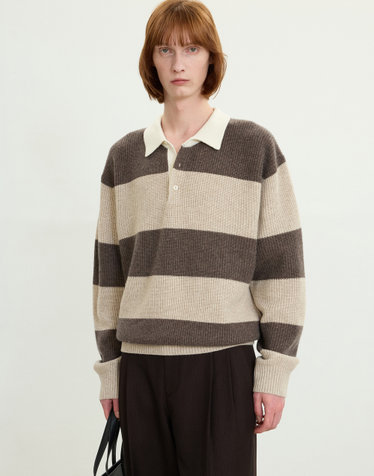 Rugby Oversized Polo Knit (Brown)
