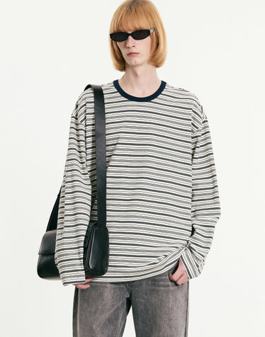 Multi-Stripe Long Sleeve T-shirts (Navy)
