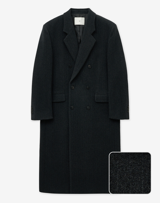 티엔지티 Pin-stripe Tailored Double-breasted Coat (Gray) 그레이 착용컷