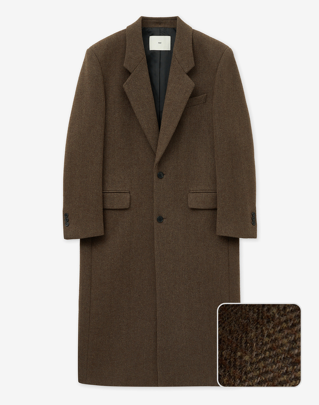 티엔지티 Herringbone Oversized Single Coat (Red Brown) 브라운 착용컷