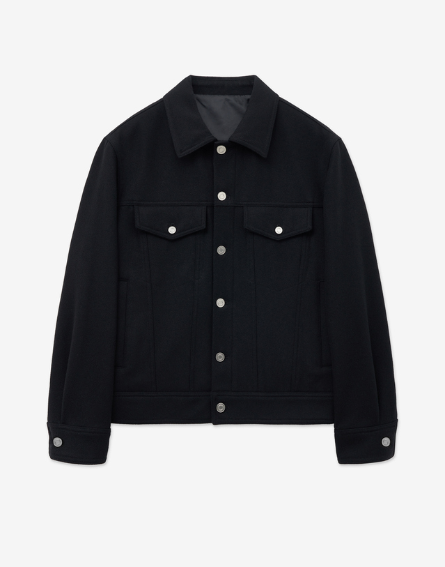 티엔지티 Wool Blended Trucker Jacket (Black) 블랙 착용컷