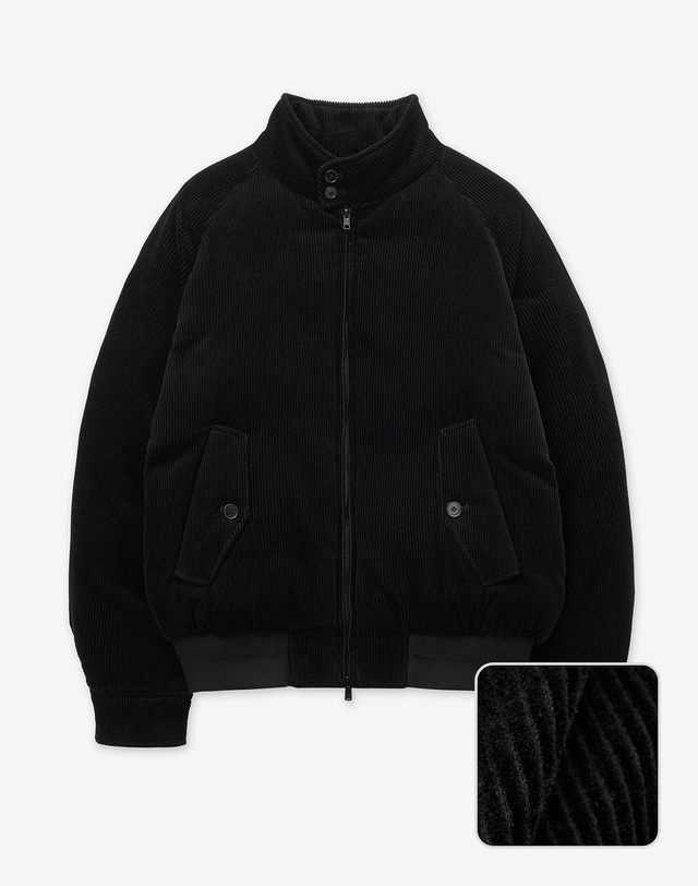 티엔지티 European-goose Corduroy Herrington down Jumper (Black) 블랙 착용컷
