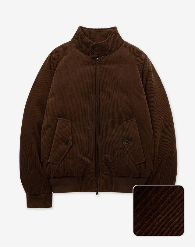 티엔지티 European-goose Corduroy Herrington down Jumper (Brown) 브라운 착용컷