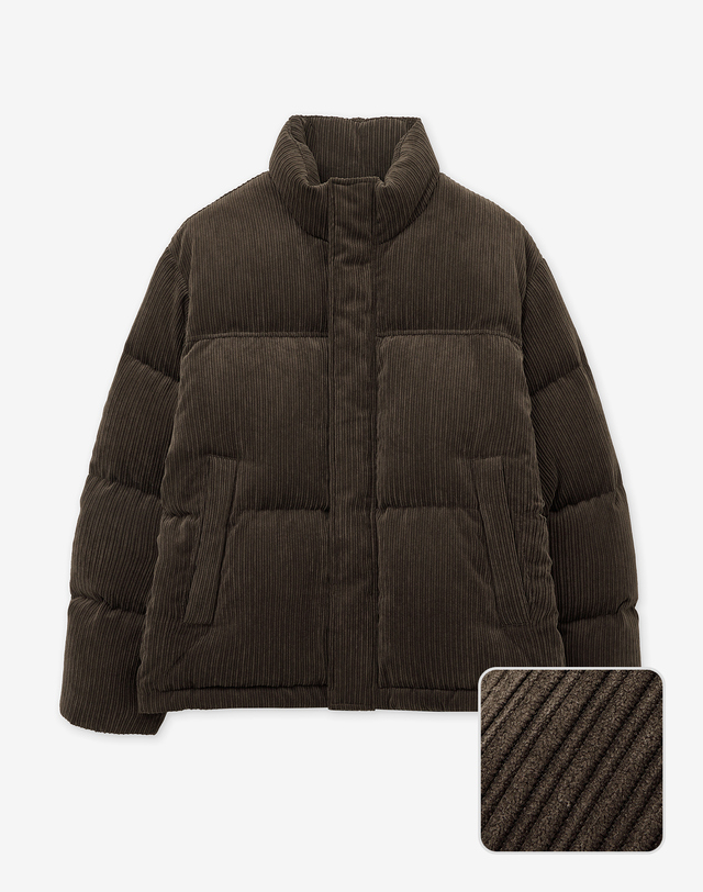 티엔지티 European-goose Corduroy Down Jumper (Brown) 브라운 착용컷