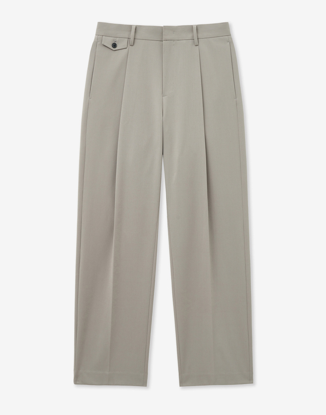 티엔지티 Flap Wide Slacks (Light Beige) 베이지 착용컷