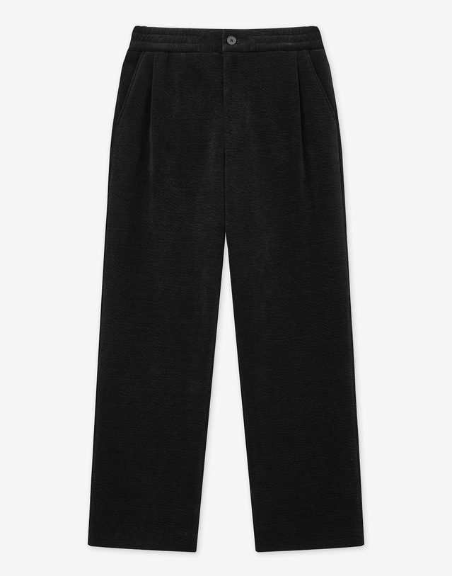 티엔지티 Velvet-knit Wide fit Banding Pants (Black) 블랙 착용컷