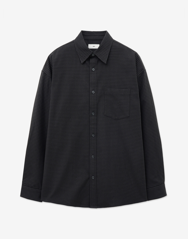 티엔지티 Micro-check Oversized Shirt (Black) 블랙 착용컷