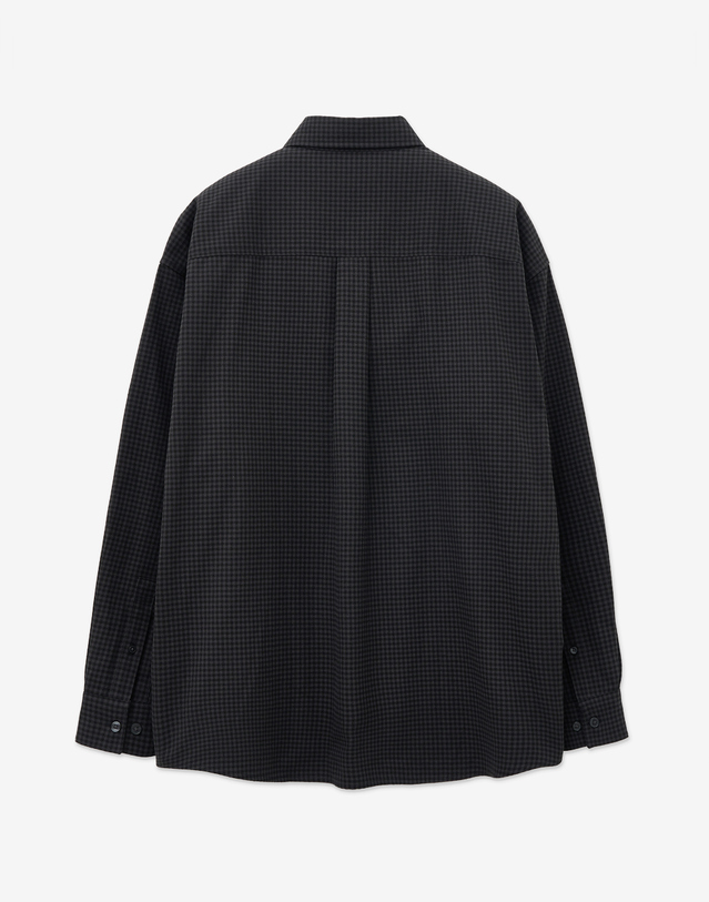 티엔지티 Micro-check Oversized Shirt (Black) 블랙 착용컷