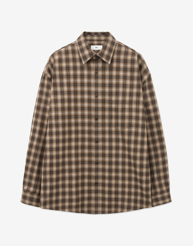 티엔지티 Oversized Check Shirt (Brown) 브라운 착용컷