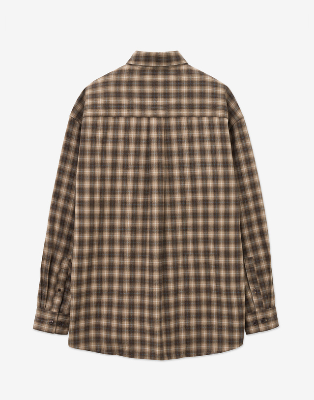 티엔지티 Oversized Check Shirt (Brown) 브라운 착용컷
