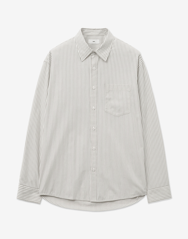티엔지티 Comfort Stripe Shirt (Light Beige) 노랑 착용컷