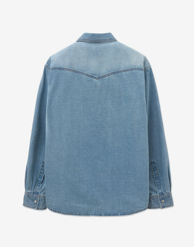 티엔지티 Western Denim Shirt (Washed Blue) 블루 착용컷