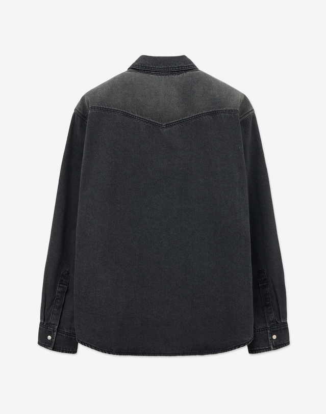 티엔지티 Western Denim Shirt (Washed Grey) 그레이 착용컷