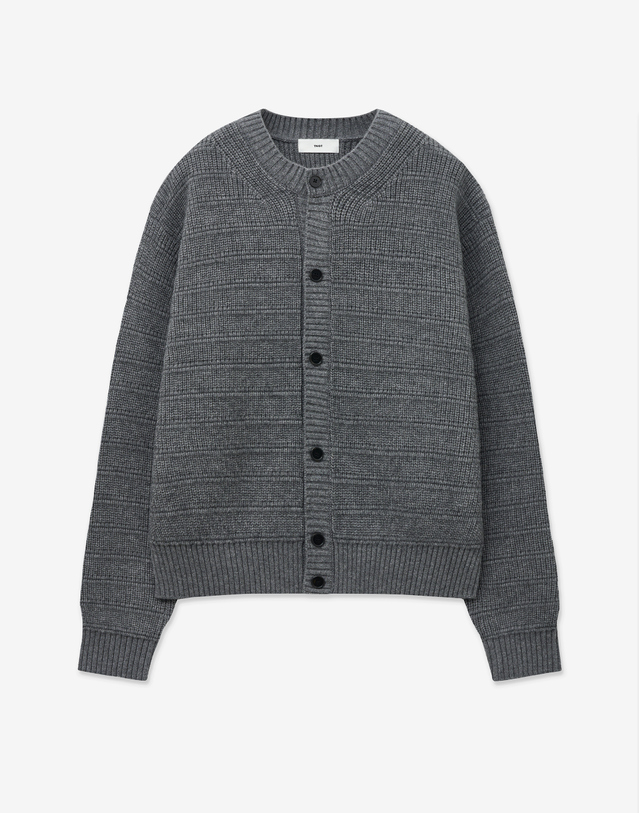 티엔지티 Chunky Wool Blended Knit Cardigan (Grey) 그레이 착용컷