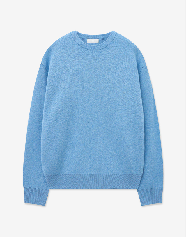티엔지티 Cashmere Blended Round-neck Sweater (Melange Blue) 블루 착용컷