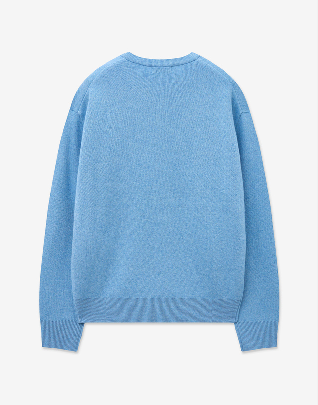 티엔지티 Cashmere Blended Round-neck Sweater (Melange Blue) 블루 착용컷