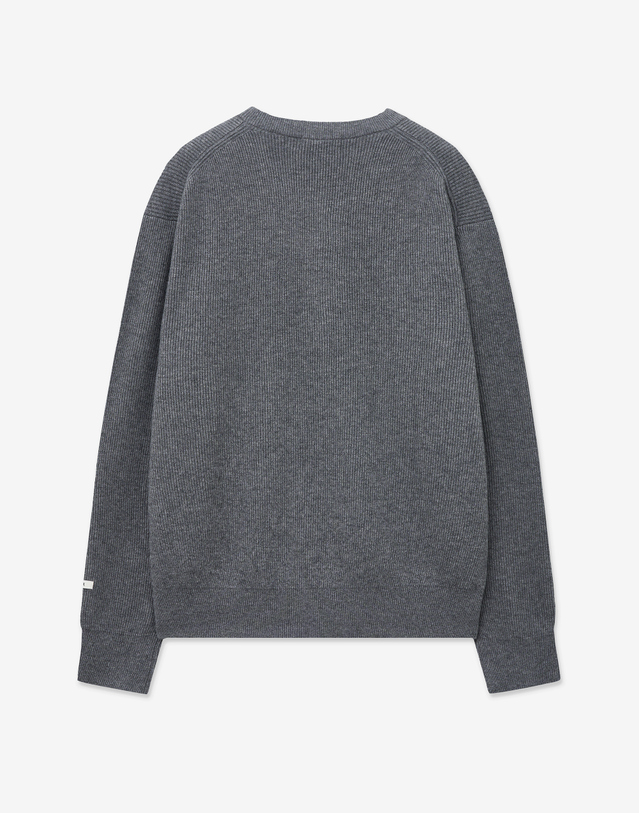티엔지티 Ribbed Oversized Henley-neck Knit (Grey) 그레이 착용컷