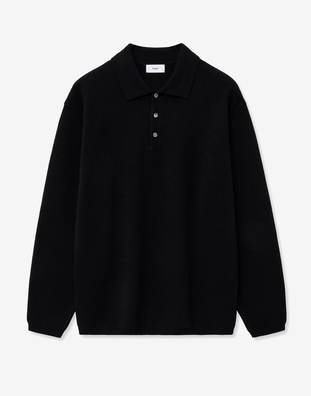 티엔지티 Essential Polo Knit (Black) 블랙 착용컷