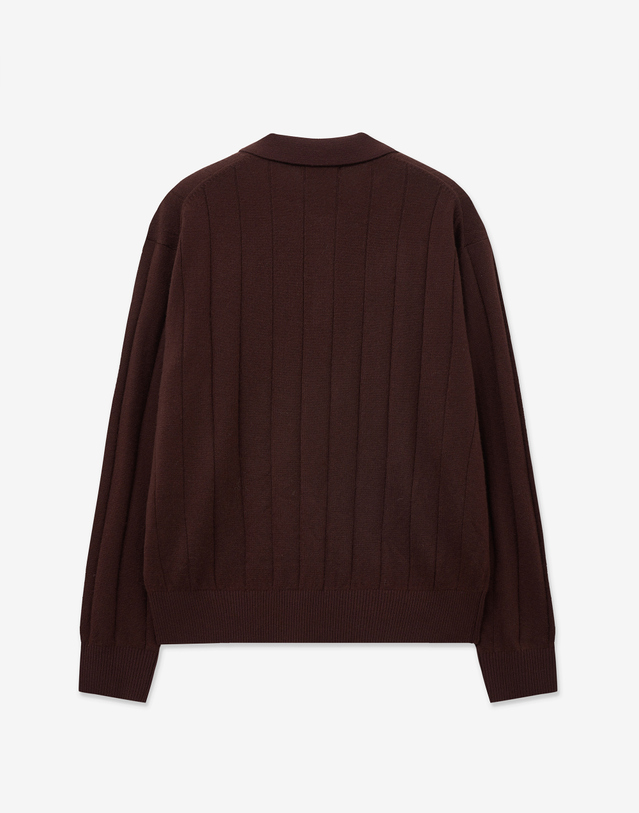 티엔지티 Ribbed Oversized Polo Knit (Burgundy) 와인 착용컷