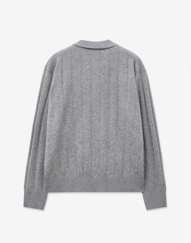 티엔지티 Ribbed Oversized Polo Knit (Grey) 그레이 착용컷