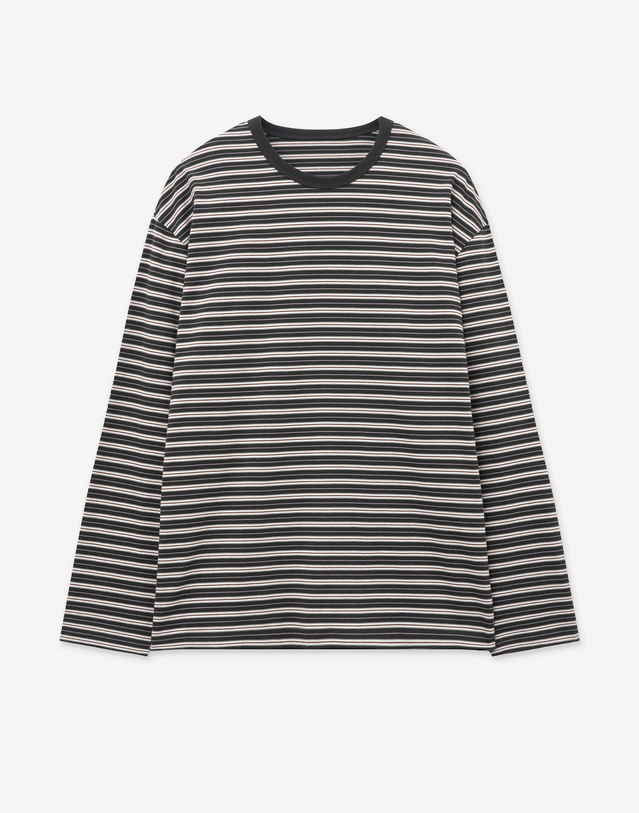 티엔지티 Multi-Stripe Long Sleeve T-shirts (Khaki) 카키 착용컷