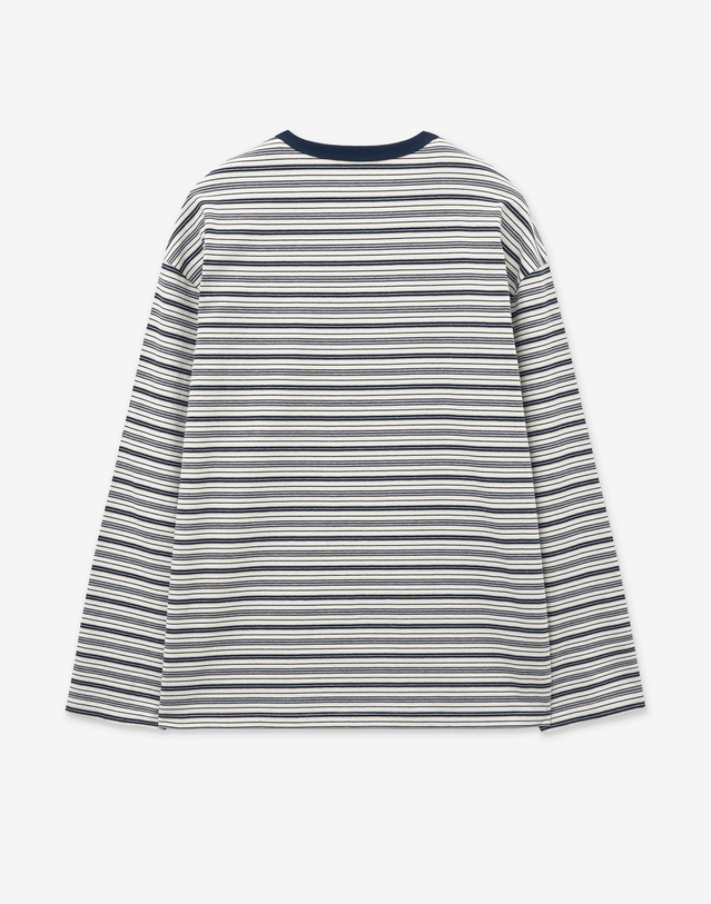 티엔지티 Multi-Stripe Long Sleeve T-shirts (Navy) 네이비 착용컷