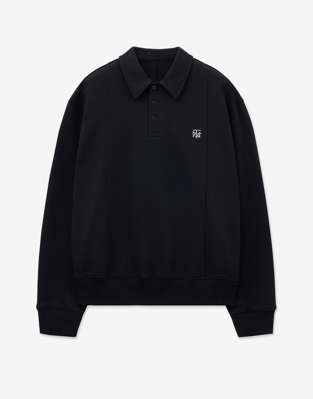 티엔지티 Embroidery Logo Polo Sweat (Black) 블랙 착용컷