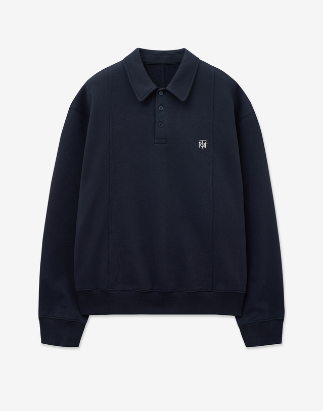 티엔지티 Embroidery Logo Polo Sweat (Navy) 네이비 착용컷
