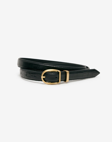 Round Buckle Leather Belt (Gold)