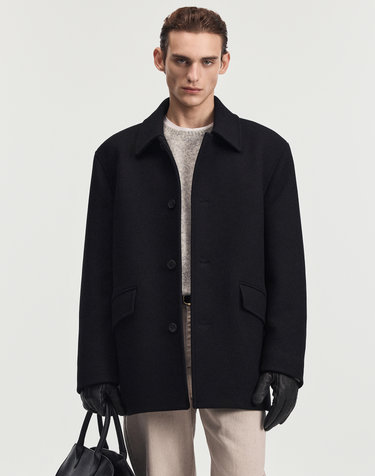 Cashmere-Blend Short Coat (Black)