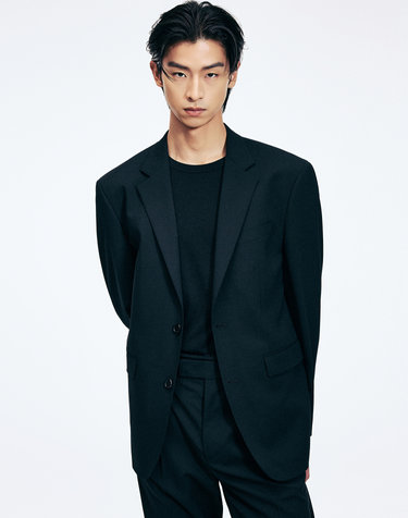 High Wool Blend Comfort Jacket (Black)