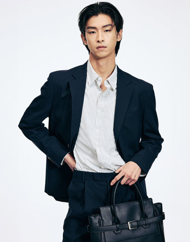 High Wool Blend Comfort Jacket (Navy)